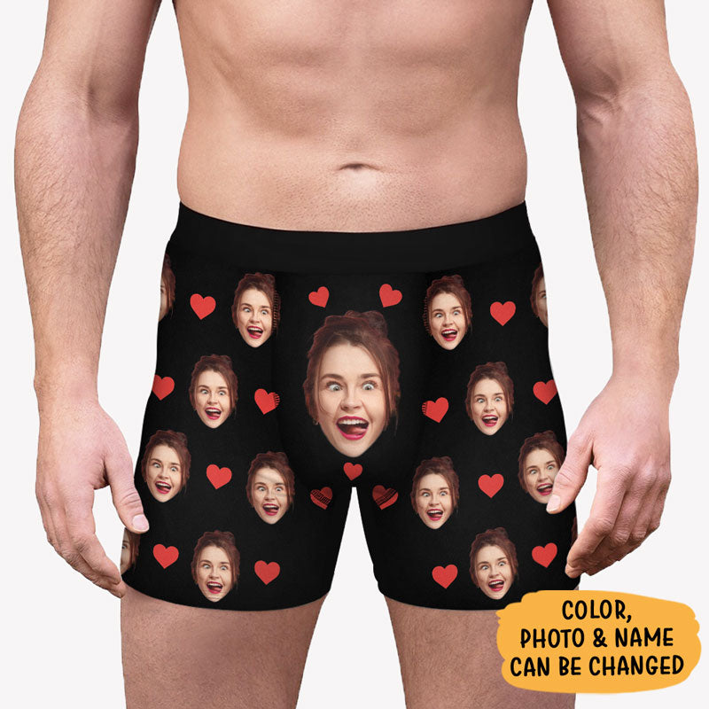 Custom Face Valentine Lover Underwear This Belongs to Me Men's Boxer Briefs