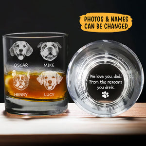 From The Reasons You Drink, Personalized Engraved Rock Glass, Gift For Pet Lovers, Custom Photo