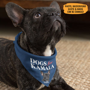 Cats Dogs For Kamala Bandana, Personalized Bandana, Gift For Pet Lovers, Gift For Kamala Harris Supporters, Custom Photo