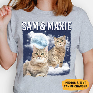 Moon Background Light Tee, Personalized Shirt, Gift For Pet Lovers, Custom Photo
