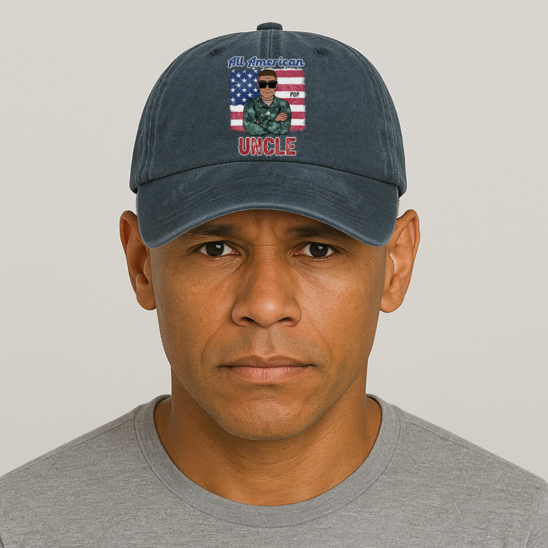 All American Dad or Grandpa Old Man Cap, 4th Of July American Flag Hat, Printed Vintage Cotton Washed Cap, Gifts For Pet Lovers