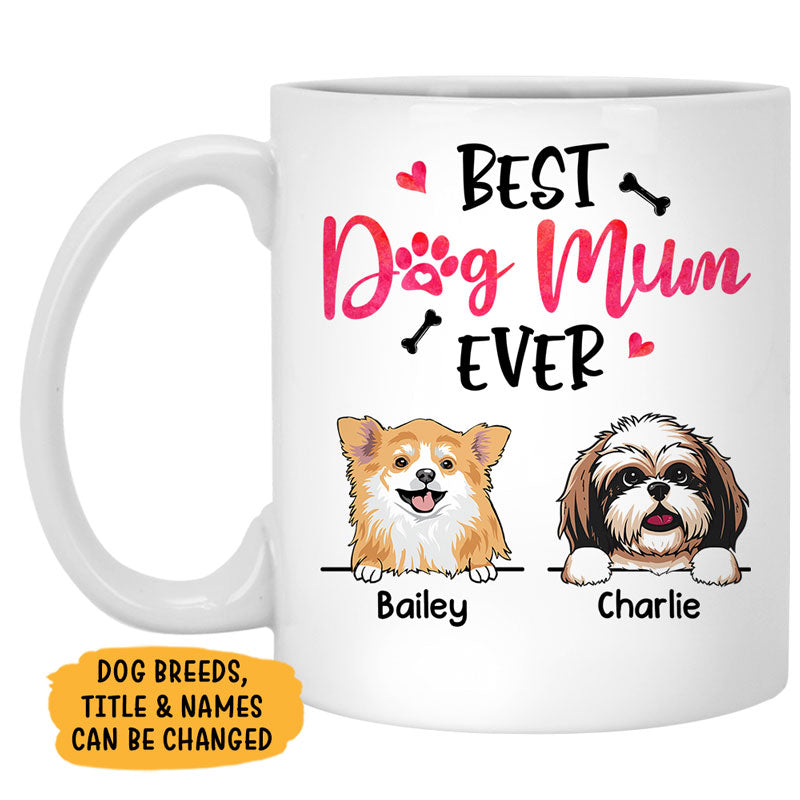 Best Dog Mom Dog Dad Ever Peeking Dog, Personalized Accent Mug, Gifts For Dog Lovers
