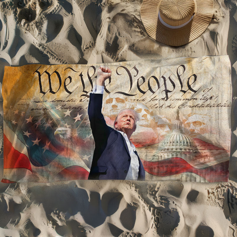 We The People, Trump Assassination Missed Shot, Trump Supporters Beach Towel, Election 2024