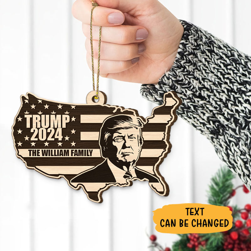 Trump Map Flag, Personalized Shape Ornament, Trump Ornament, Election 2024