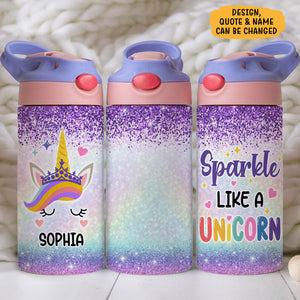 Sparkle Like A Unicorn, Personalized Water Bottle With Straw, Back To School Gift For Girl