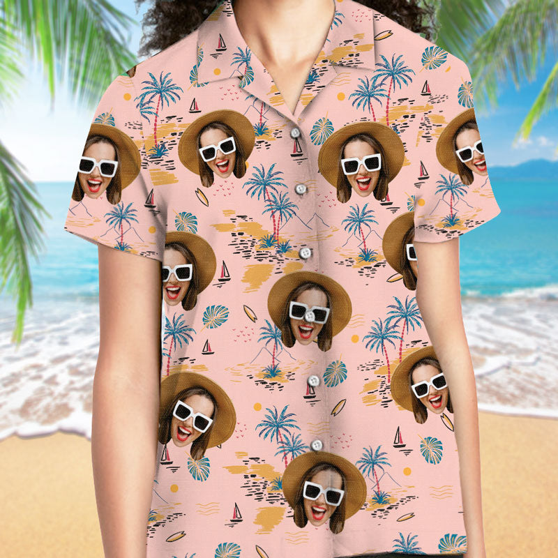 Palm Tree Hawaiian Pattern, Personalized Hawaiian Shirt, Custom Photo