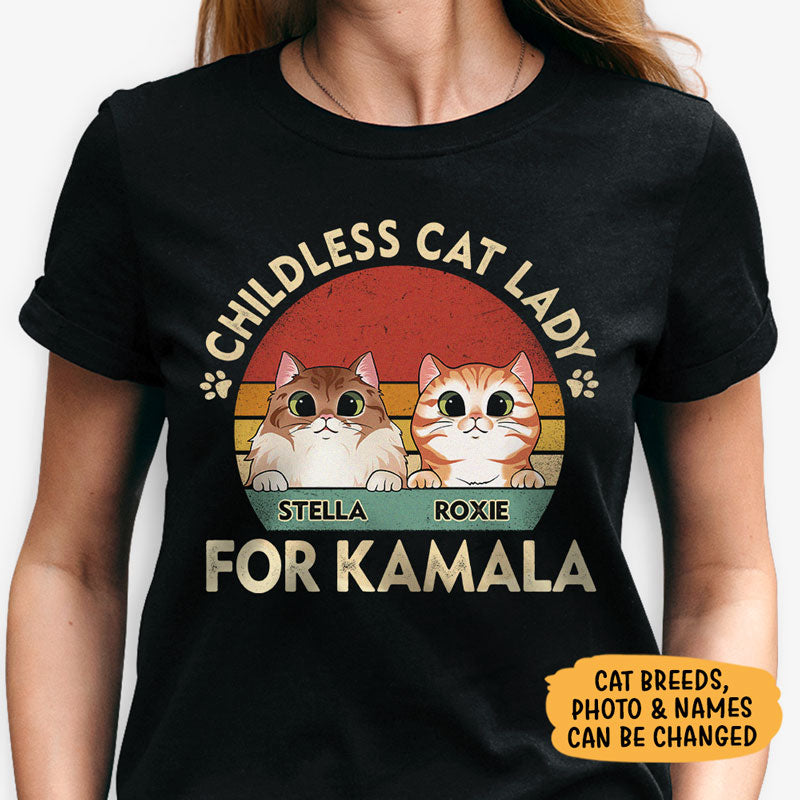 Childless Cat Lady For Kamala Harris, Personalized Shirt, Gift For Cat Mom, Custom Photo Election 2024