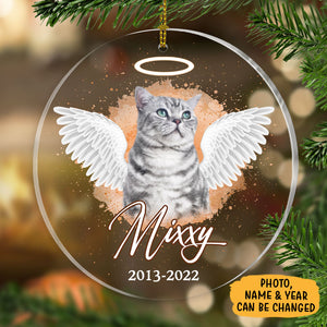Pet Memorial Angel Wings, Personalized Shape Ornament, Memorial Gift, Custom Photo