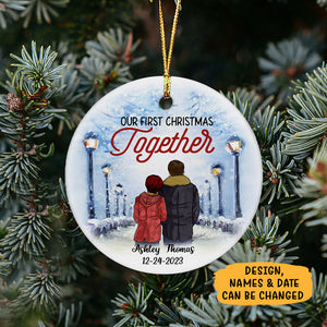 Our First Christmas Together, Personalized Circle Ornaments, Anniversary Gifts