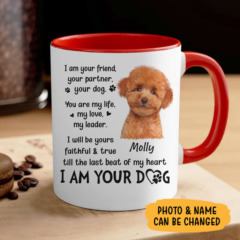 I Am Your Friend Your Partner Your Dog, Personalized Accent Mug, Gifts For Dog Lovers, Custom Photo