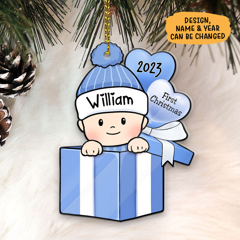 Baby Gift, Personalized Christmas Shaped Ornament, Baby First's Christmas