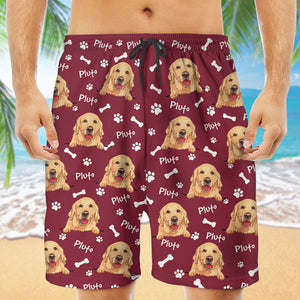 Peeking Dog Bone Pattern, Personalized Beach Shorts, Gift For Dog Lovers