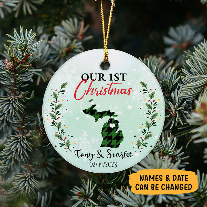 Our First Christmas, Personalized State Ornaments, Custom Christmas Gift