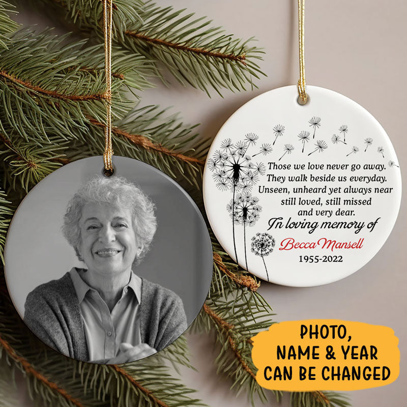 Those We Love Never Go Away, Personalized Ornaments 2 Sides, Memorial Gifts For Loss Of Loved One, Custom Photo