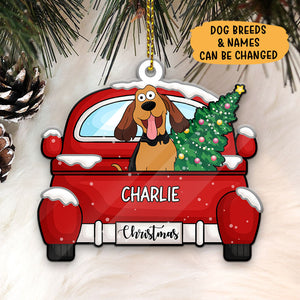 Christmas Dog Car Pop Eyed, Personalized Shape Ornament, Gift for Dog Lovers