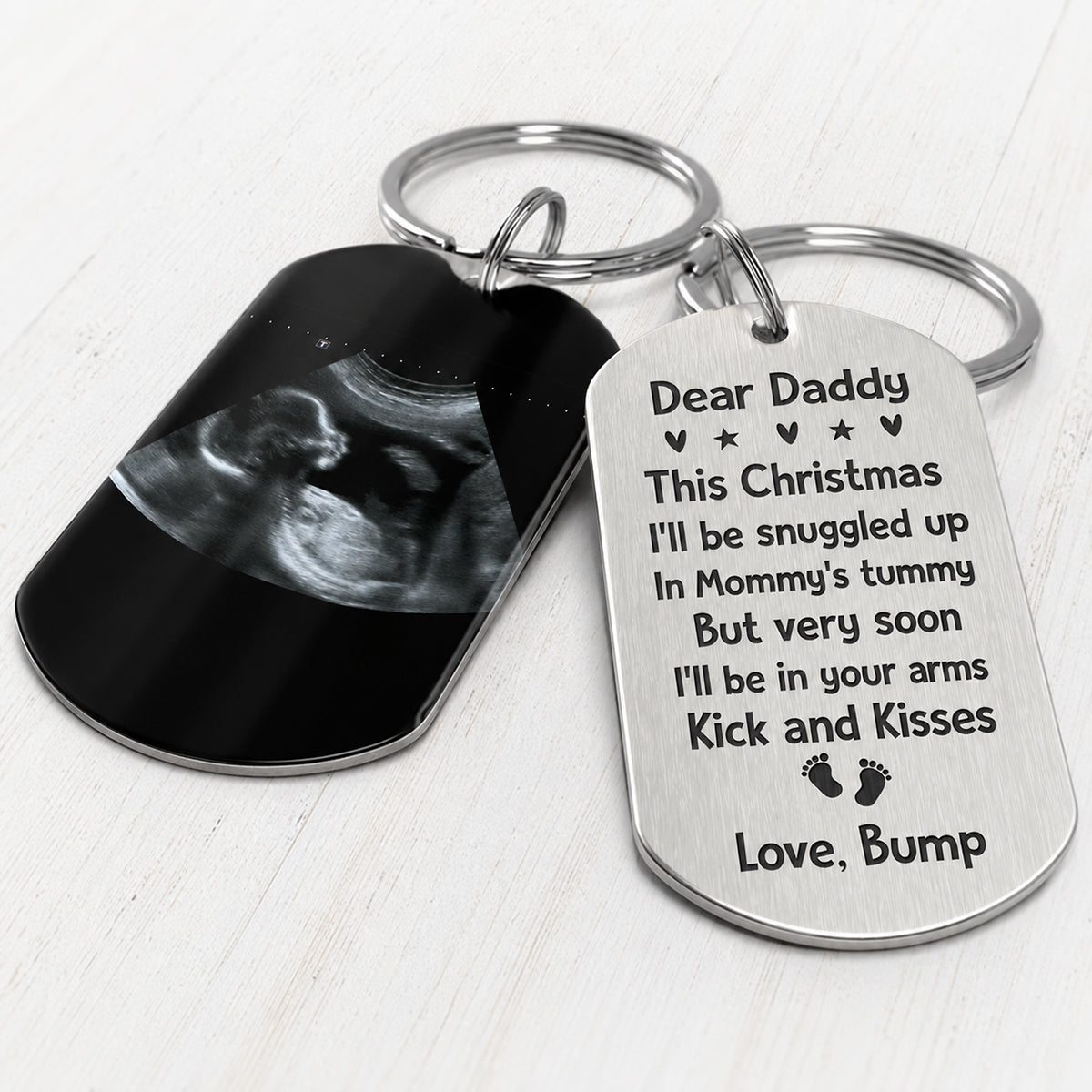 Snuggled Up, Personalized Ultrasound Photo Keychain, Gift For Father To Be