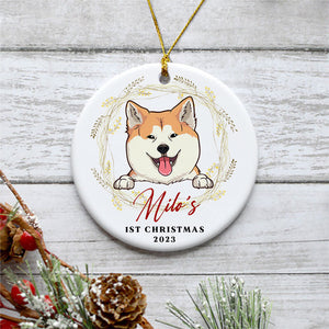 Unique Christmas Dog Ornaments, Personalized Circle Ornaments, Custom Gift for Dog Lovers