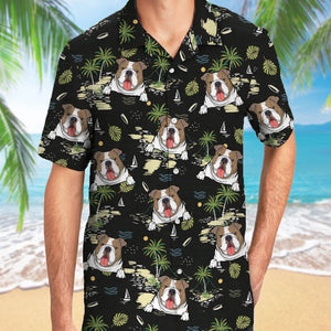 Palm Tree Peeking Dog, Personalized Hawaiian Shirt, Gift For Dog Lovers