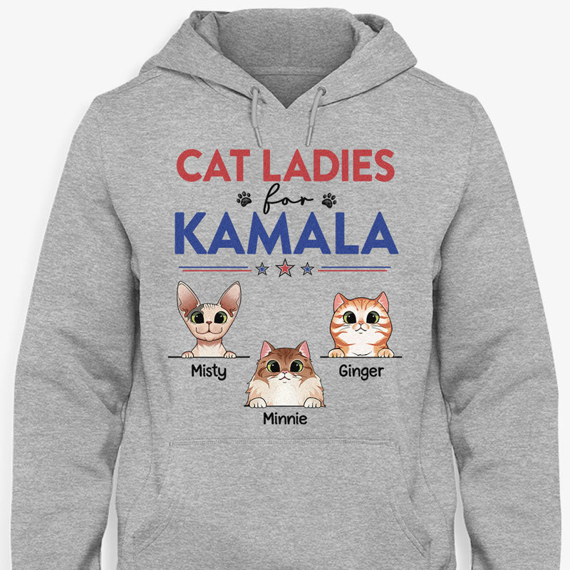 Cat Ladies For Kamala Harris, Personalized Shirt, Gifts For Cat Lovers, Election 2024