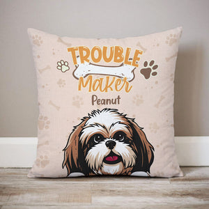 Double Trouble Dog, Personalized Pillow, Custom Gift For Dog Lovers
