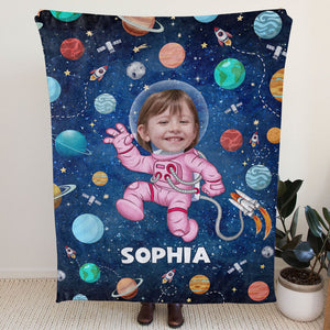 Astronaut Space Blanket, Custom Photo, Personalized Baby Blanket, Baby Shower Gift, Newborn Gift