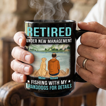Personalized Retirement Gift for Grandpa, Fishing Mug - Retired Fishing With Granddogs