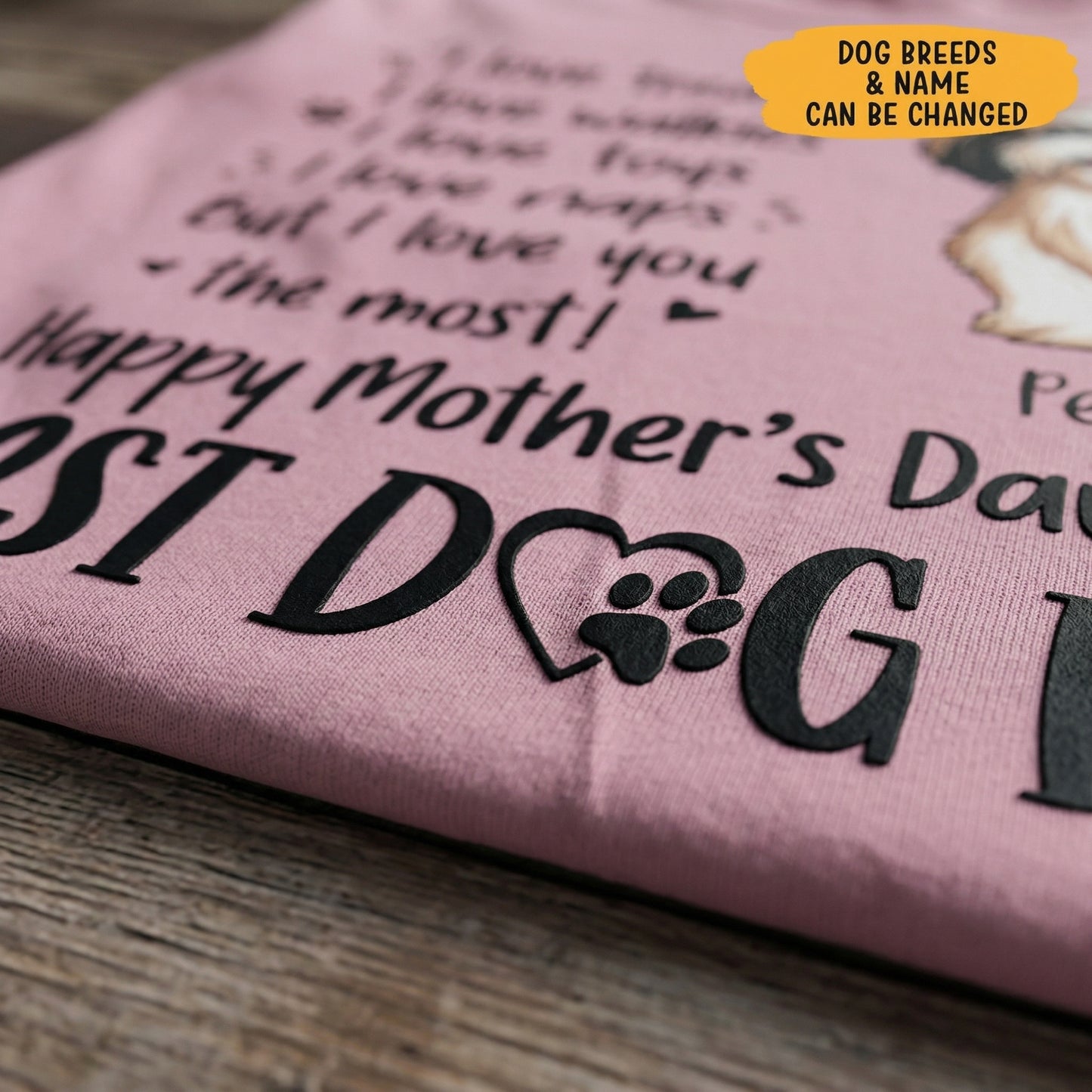 Personalized Mother's Day Dog Mom Shirt, "I Love Treats I Love Walkies", Custom Photo & Graphics