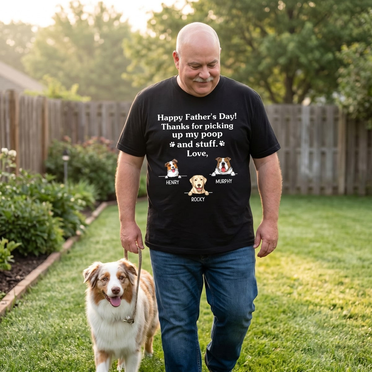 Thanks For Picking Our Poop And Stuff, Personalized Shirt, Father's Day Gifts For Dog Dad