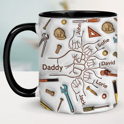 Happy Father's Day 2026 Dad Fist Bump Mug Dad Hand, Personalized 3D Inflated Effect Mug, Father's Day Gift