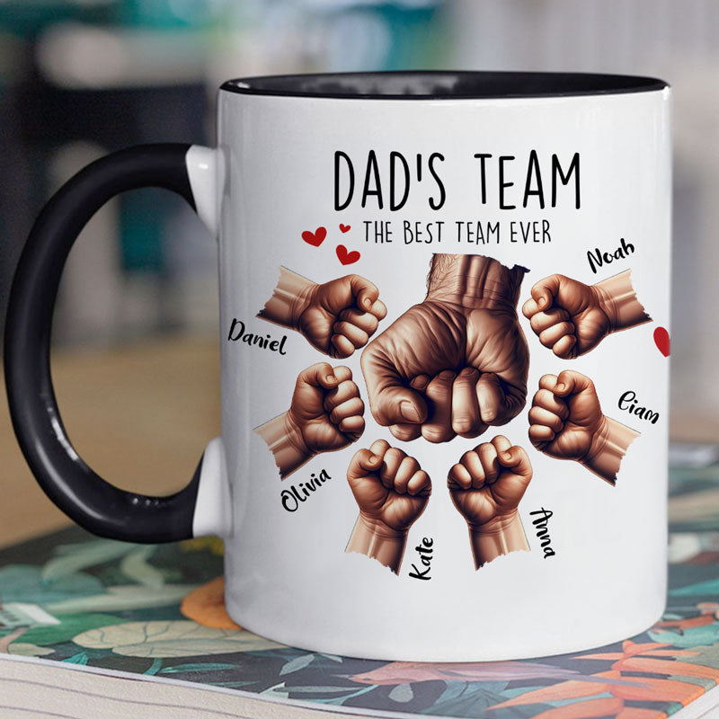 Dad Fist Bump Dad's Team, Personalized Coffee Mug, Father's Day Gift, Birthday Gift for Him