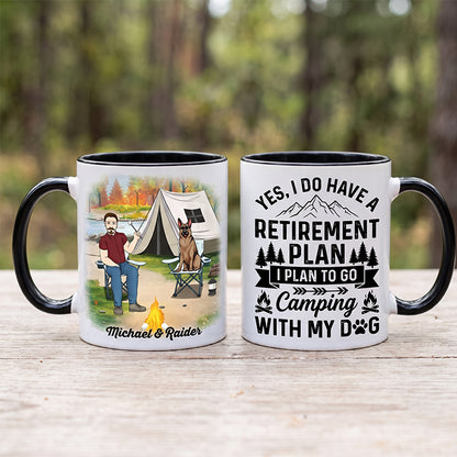 Personalized Retirement Gift for Dog Dad, Custom Ceramic Mug - Retirement Plan Camping With My Dog