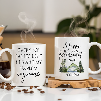Personalized Retirement Coffee Mug, Happy Retirement Cup, Every Sip Taste Retirement Gift