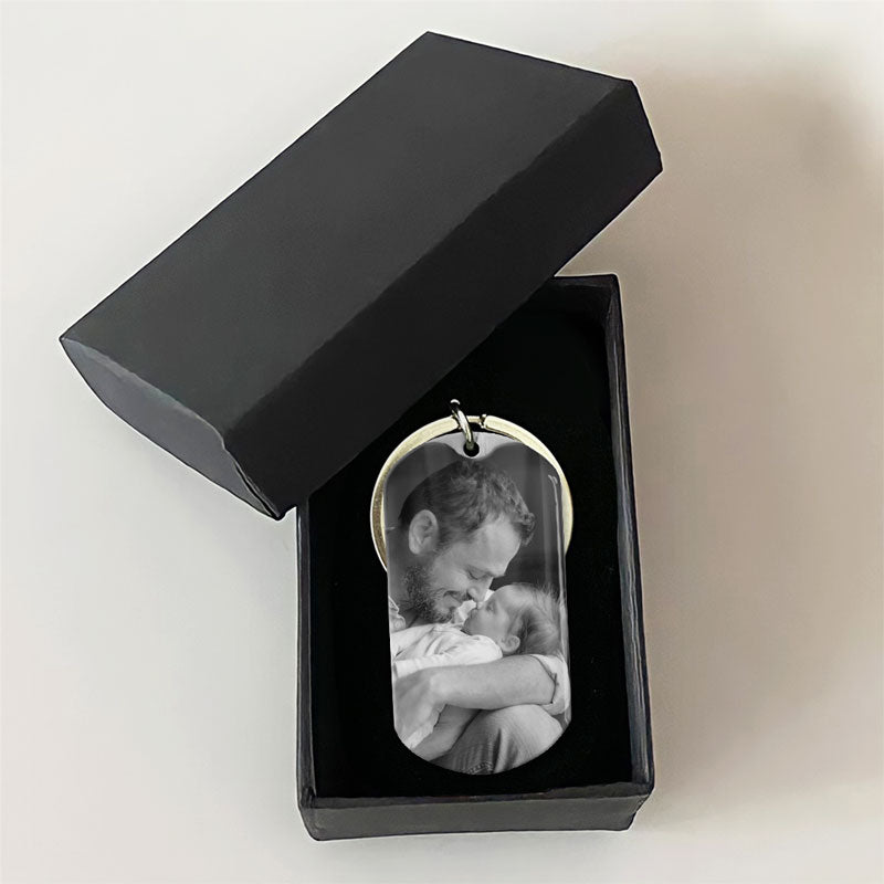 The Moment You Became My Daddy, Personalized Keychain, Custom Photo Gifts for Expecting Dads