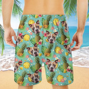 Pet Face Hawaiian Pattern, Personalized Beach Shorts, Gift For Pet Lovers, Custom Photo