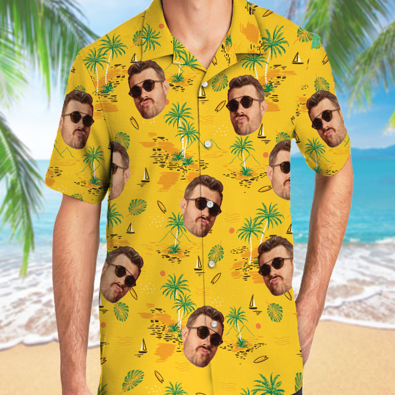 Palm Tree Hawaiian Pattern, Personalized Hawaiian Shirt, Custom Photo