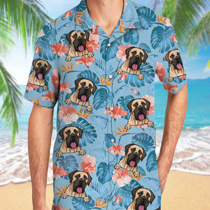 Tropical Pattern Peeking Dog, Beach Shirt, Personalized Hawaiian Shirt, Gift For Dog Lovers