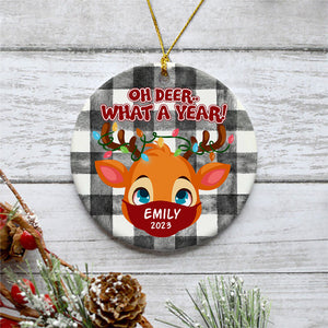 Personalized Christmas Ornaments, Oh Deer...What A Year , Custom Holiday Decoration