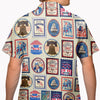 Patriotic America 250 Hawaiian Shirt, Vintage Stamp Print Button Up Shirt, 4th Of July USA, 250th Anniversary Of The USA Hawaiian Shirt