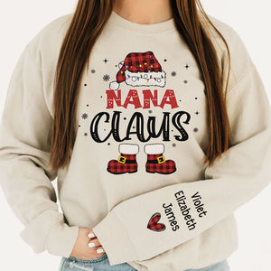 Mommy Grandma Claus, Personalized Sweatshirt Custom Name On Sleeve, Family Sweatshirt, Christmas Gift