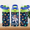 Astronaut Space Galaxy Kid, Personalized Water Bottle With Straw, Back To School Gift For Kid, Custom Photo