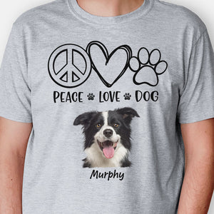 Peace Love Dogs Pattern, Personalized Shirt, Gifts for Dog Lovers, Custom Photo