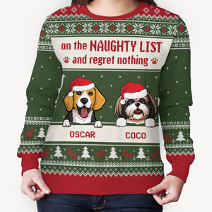Too Cute For The Naughty List, Personalized All-Over-Print Sweatshirt, Gift For Dog Lovers