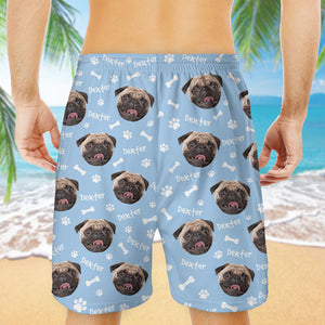 Dog Bone Pattern, Personalized Beach Shorts, Gift For Dog Lovers, Custom Photo