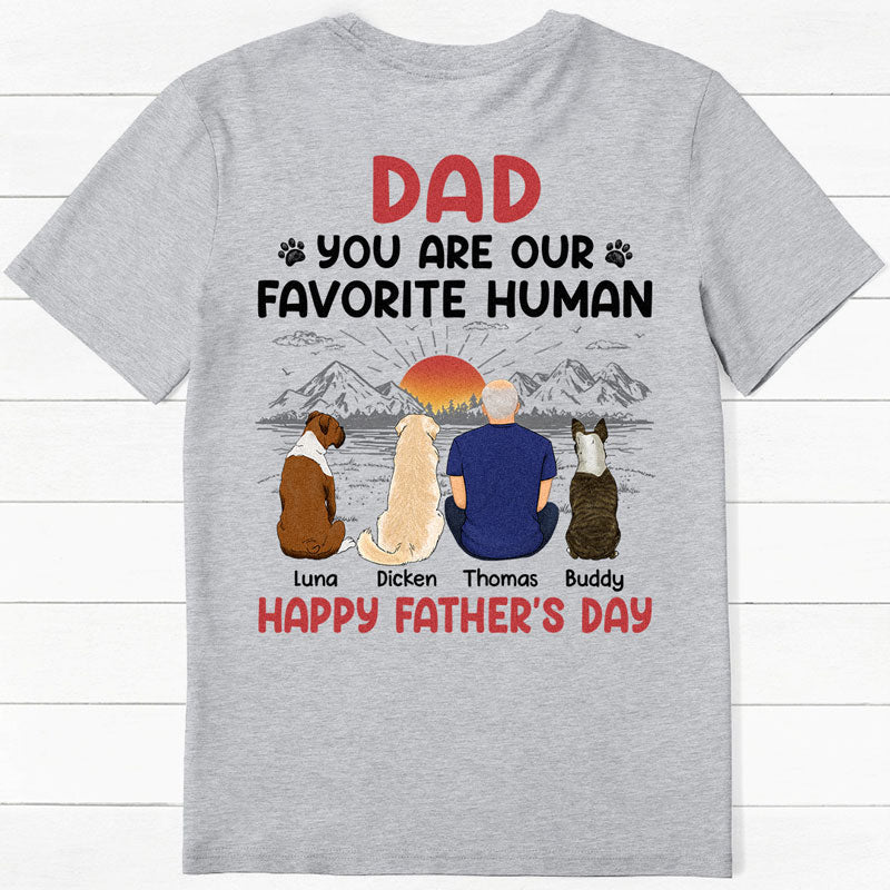 You Are My Favorite Human Sunrise Sitting, Personalized Back Print Shirt, Gifts For Dog Lovers