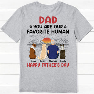 You Are My Favorite Human Sunrise Sitting, Personalized Back Print Shirt, Gifts For Dog Lovers