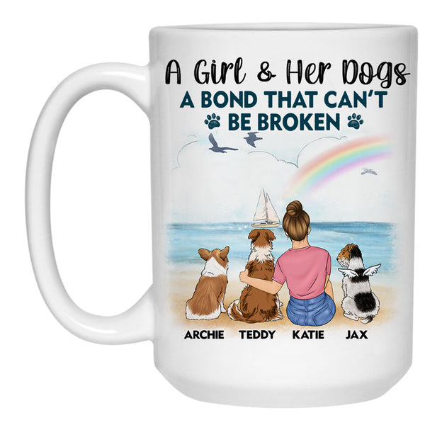 A Girl And Her Dogs, A Bond That Can't Be Broken, Personalized Ceramic ...