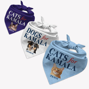 Cats Dogs For Kamala Bandana, Personalized Bandana, Gift For Pet Lovers, Gift For Kamala Harris Supporters, Custom Photo