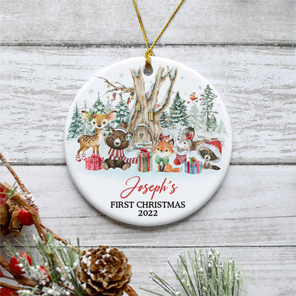 Animal Baby First Christmas, Personalized Baby Ornaments, New Born Gift