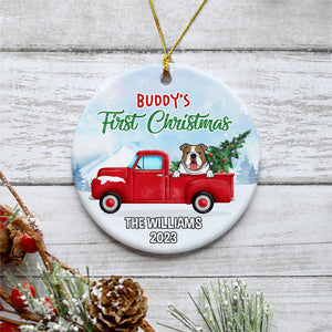 First Christmas Ornaments, Personalized Circle Ornaments, Custom Gifts for Dog Lovers