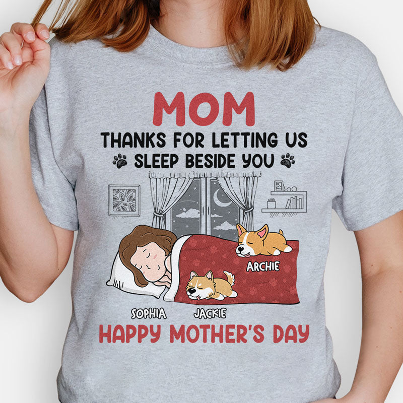 Thanks For Letting Me Sleep Beside You, Personalized Shirt, Gifts For Dog Lovers